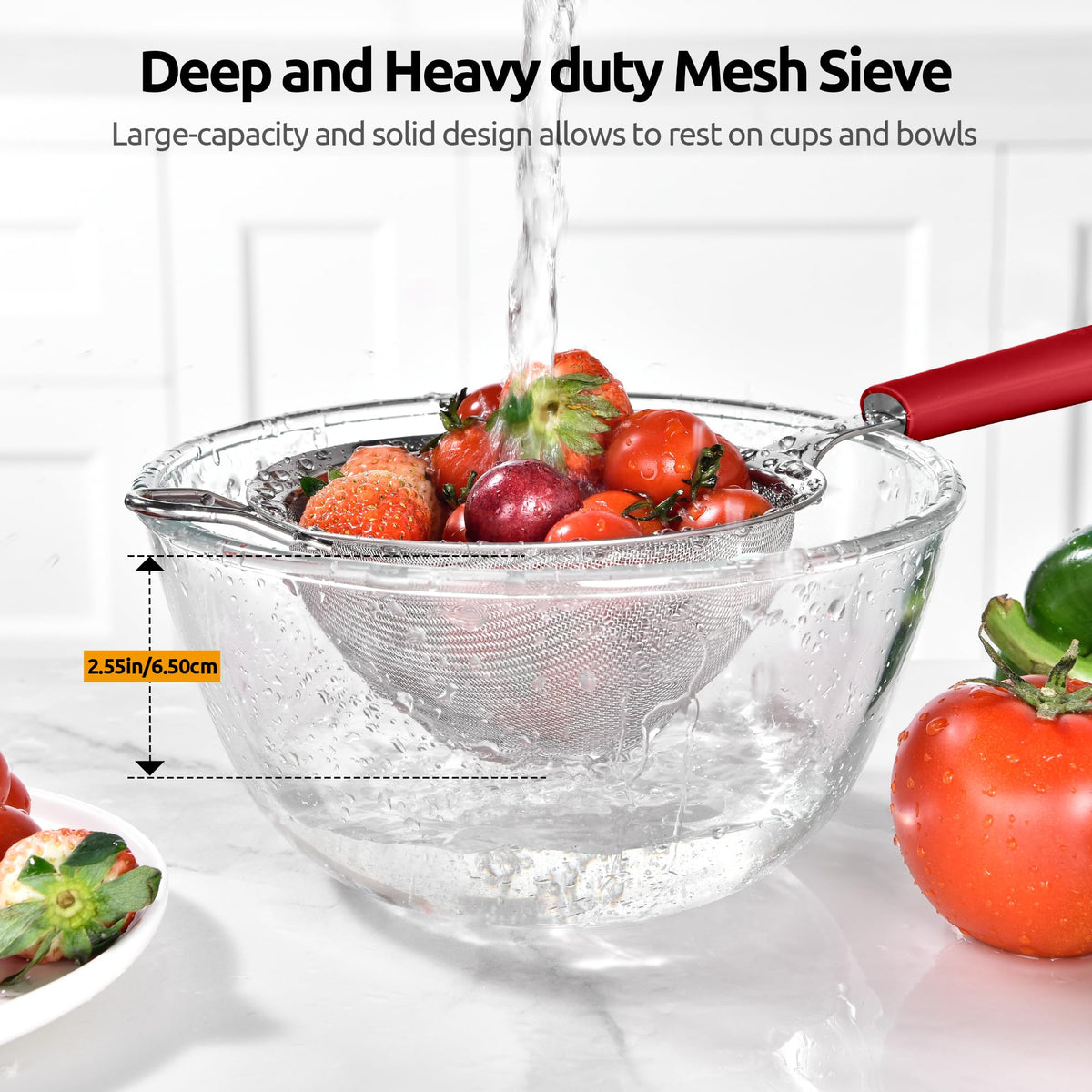 Fine Mesh Strainer (M-4.73in / (4) Red)