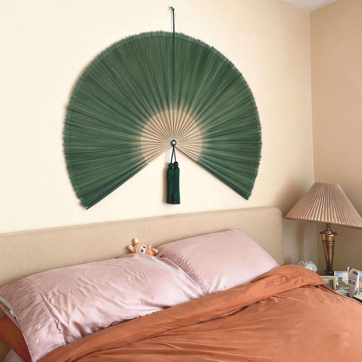 Bamboo Fan Wall Decor (Dark Moss Green / 40"L x 40"W)