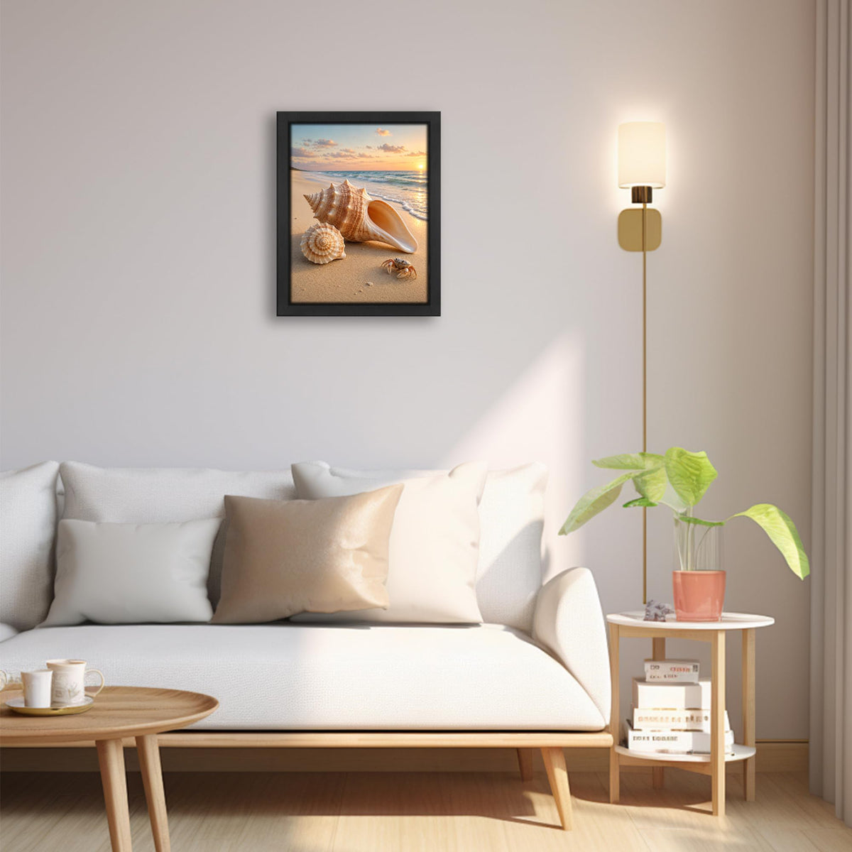 Beach Seashell Decor Wall Art (Wall Art Framed 29 / 24"L x 16"W)