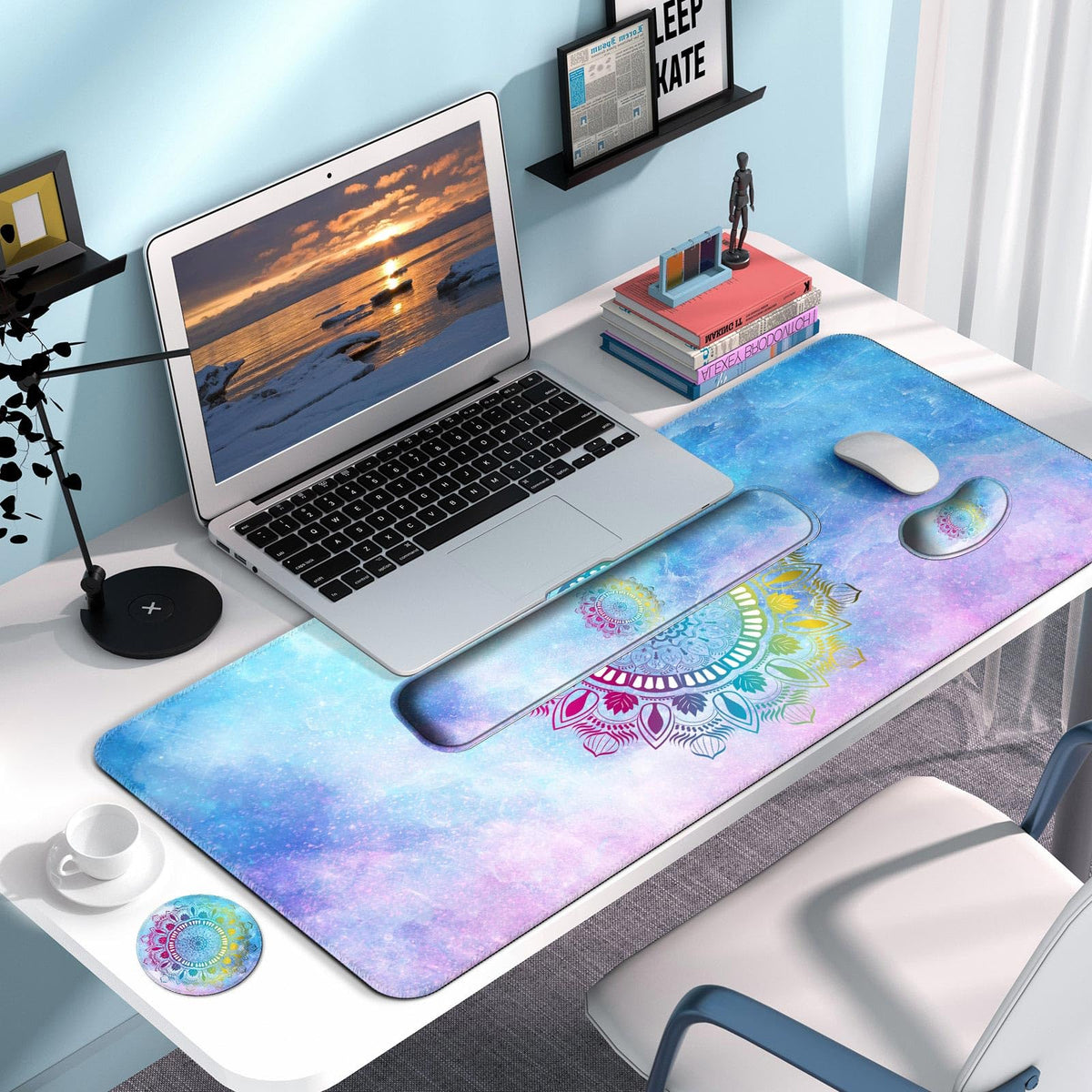 4 in 1 Mouse Pad and Keyboard Wrist Rest (K2-star Mandala)