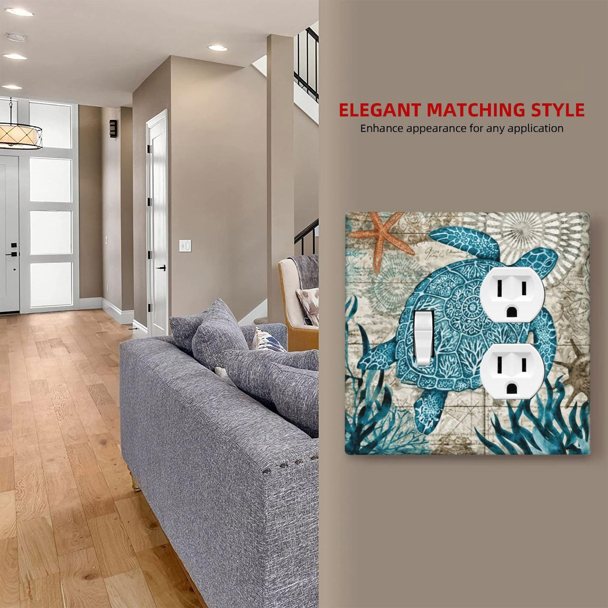 Nautical Beach Turtle Coastal 2 Gang 1 Toggle (Nautical Beach Turtle Coastal / 1-Toggle/Duplex Combo)