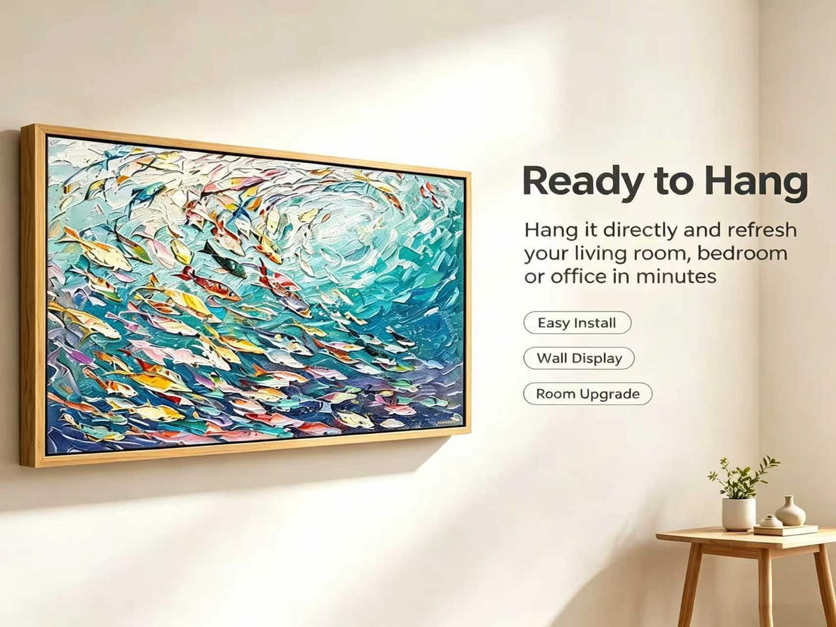 Abstract Ocean Wall Art (Fish / 48"L x 24"W)