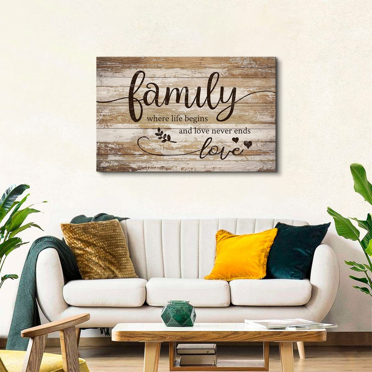 Rustic Kitchen Family Wall Art Farmhouse Brown Home Blessed Picture Vintage Inspirational Wood Grain Canvas Painting Country Motivational Quotes Poster Artwork for Bedroom Living Room Decoration 20x30 (30"L x 20"W / Family)