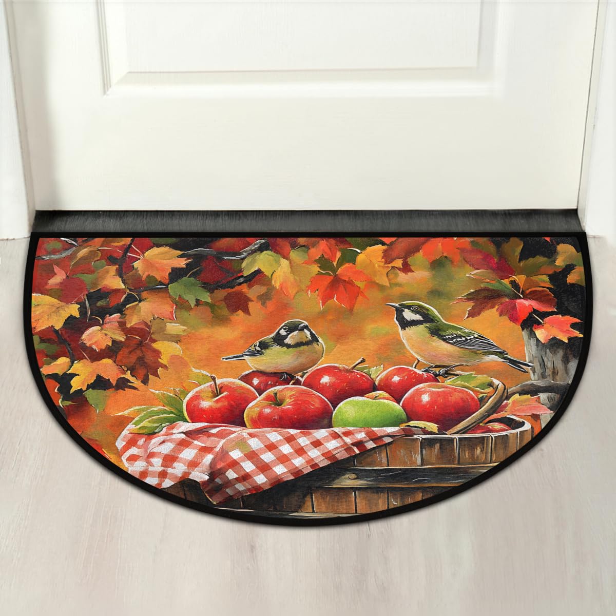 Fall Apple Half Round Doormat Non Slip Semi Circle Rug Outdoor Welcome Mat (Z-100)