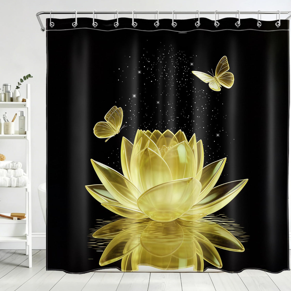 Yellow Water Lily Shower Curtain for Bathroom (Yellow / 72"W x 72"L (Pack of 1))