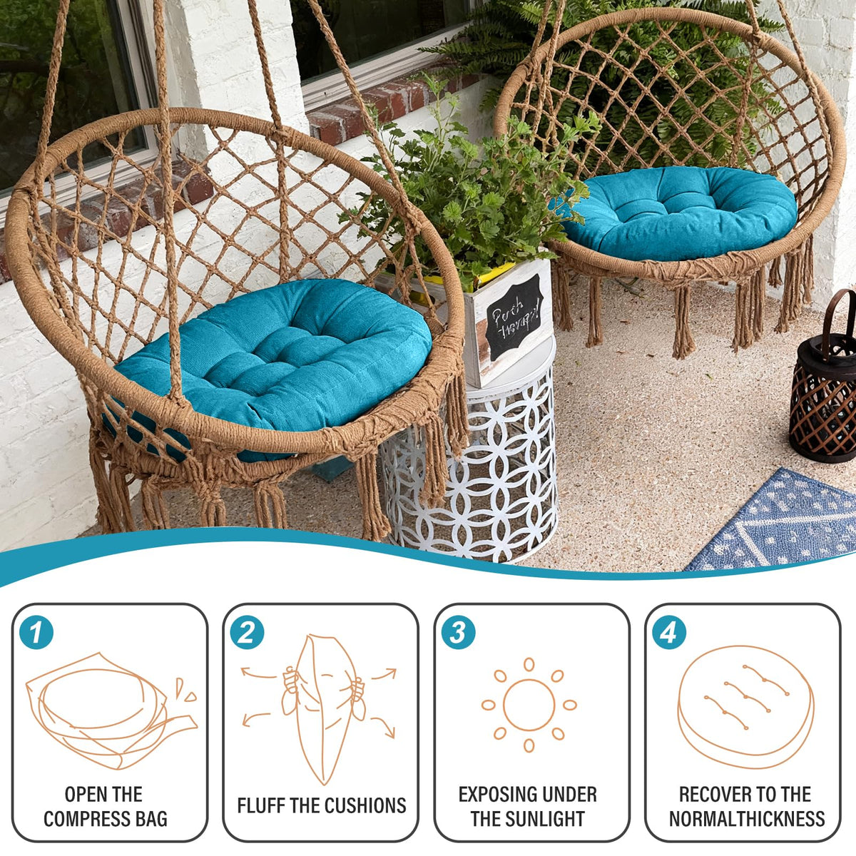 22 Inch Floor Cushion (Round|blue / 2 Count (Pack of 1))