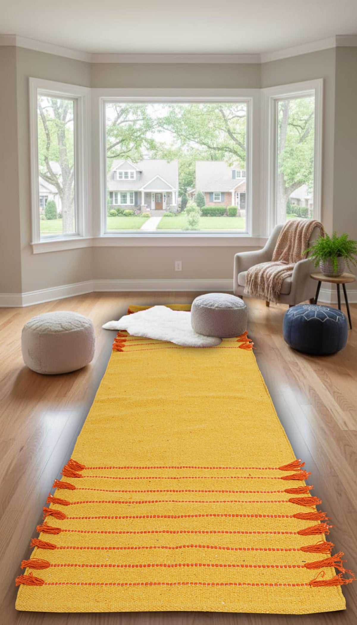 Indian Handmade 100% Organic Cotton Yoga Mat (Yellow)