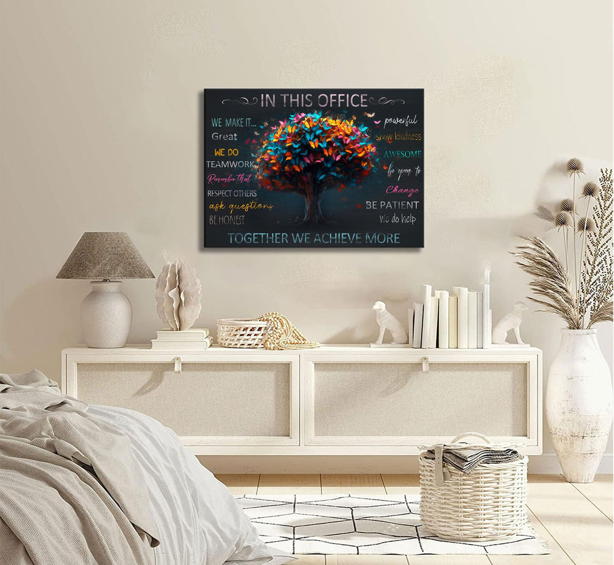 Office Inspirational Teamwork Positive Wall Art Canvas Wrapping 12x16in (Tree of Life-Canvas / 16"L x 12"W)