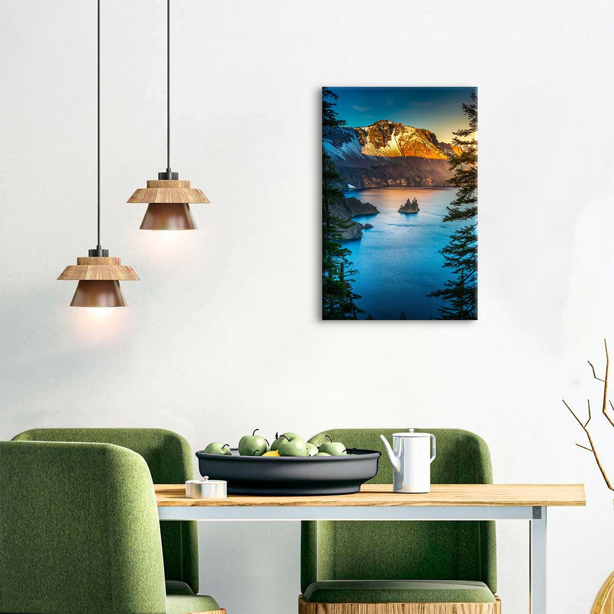 Forest Wall Art Mountain Pictures Wall Decor Sunrise Crater Lake National Park Posters Oregon Landscape Pictures Nature Phantom Ship Island Artwork for Bathroom Bedroom Home Decoration 16x24" (24"L x 16"W / Crater Lake)