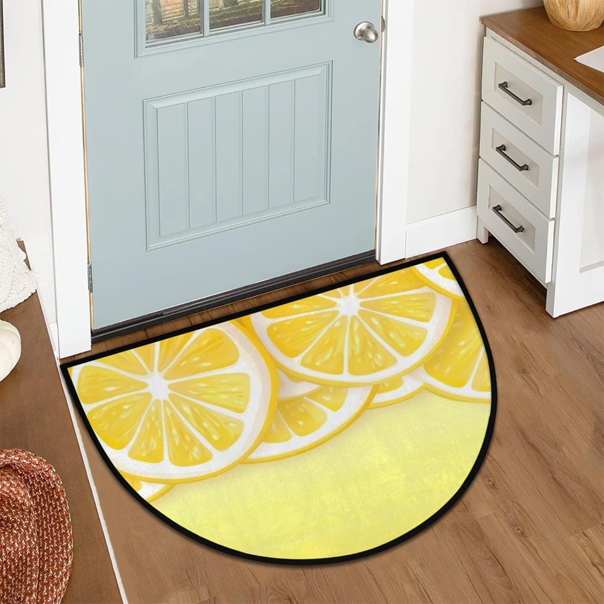Half Round Door Mat Summer Lemon Slices Yellow Welcome Mats Non (36 inch x 24 inch (Semicircular) / Summer Lemon Slices Yellow)