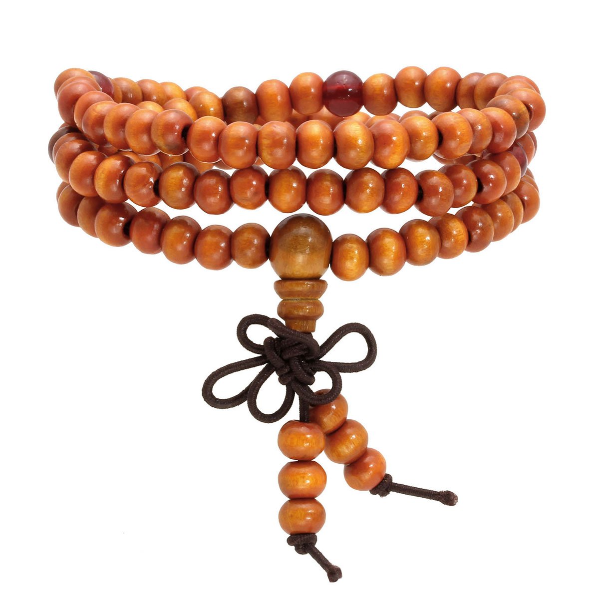 6mm Wood Bracelet Link Wrist Necklace Tibetan Buddhist 108 Beads Prayer Mala Chinese Knot (C:4 Pcs)