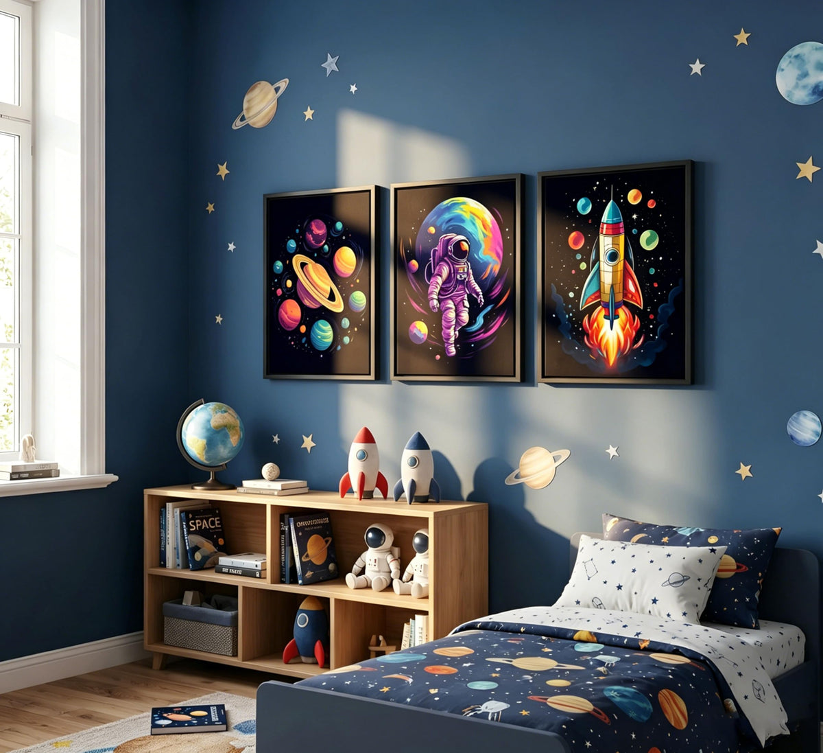 3PCS Outer Space Astronaut Canvas Wall Art (Astronauts / 24"L x 16"W-Unframed)