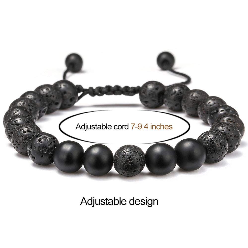 Lava Rock Bracelets for Men (Lava Rock&Yellow Tiger Eye&Matte Agate Bracelets)