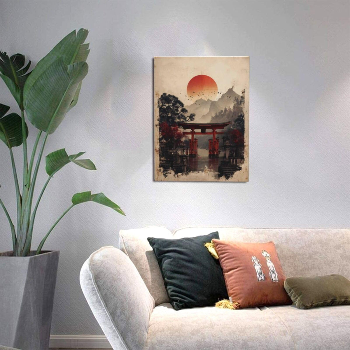 Japanese Shrine Wall Art Oriental Asian Wall Decor Japan Traditional Canvas Pictures Chinese Aesthetic Paintings Prints China Artwork Framed Decorations For Bedroom Living Room Office Gifts 12" x 16" (Shrine / 16"L x 12"W)