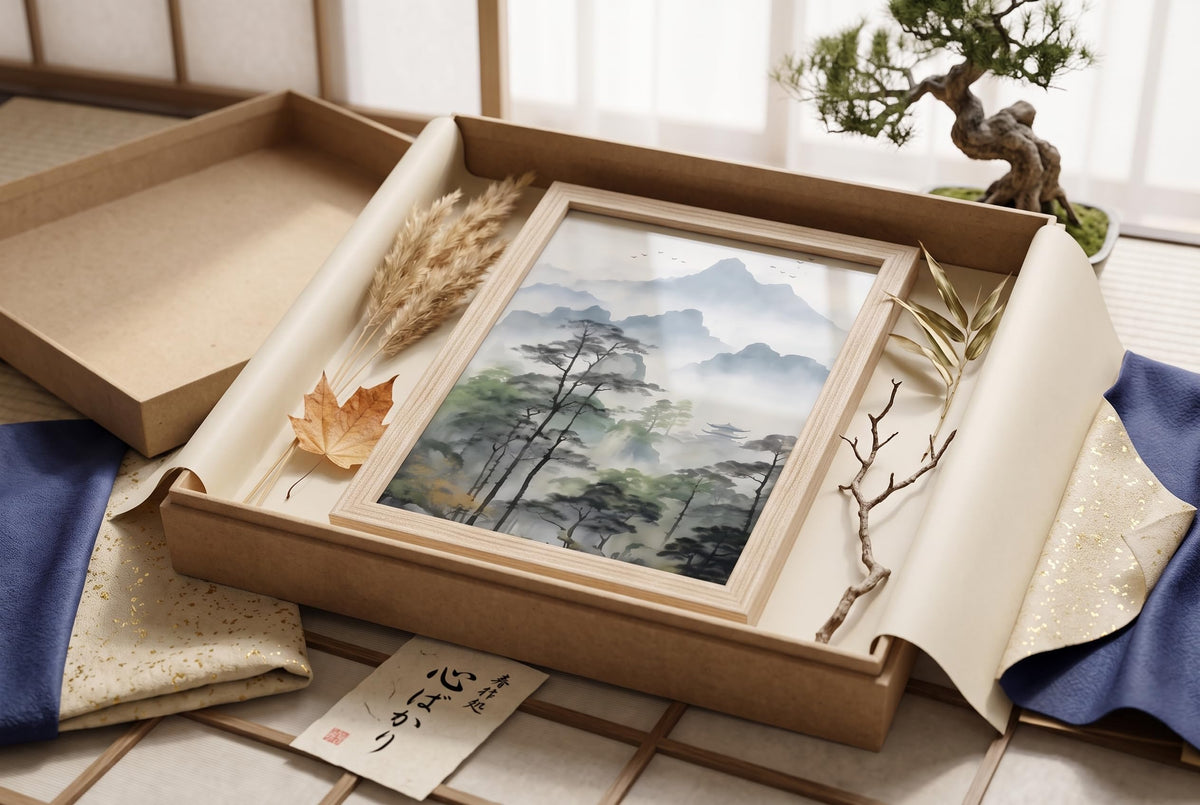 Framed 3Pcs Japanese Landscape Canvas Wall Art (white japanese style / 16"L x 12"W)