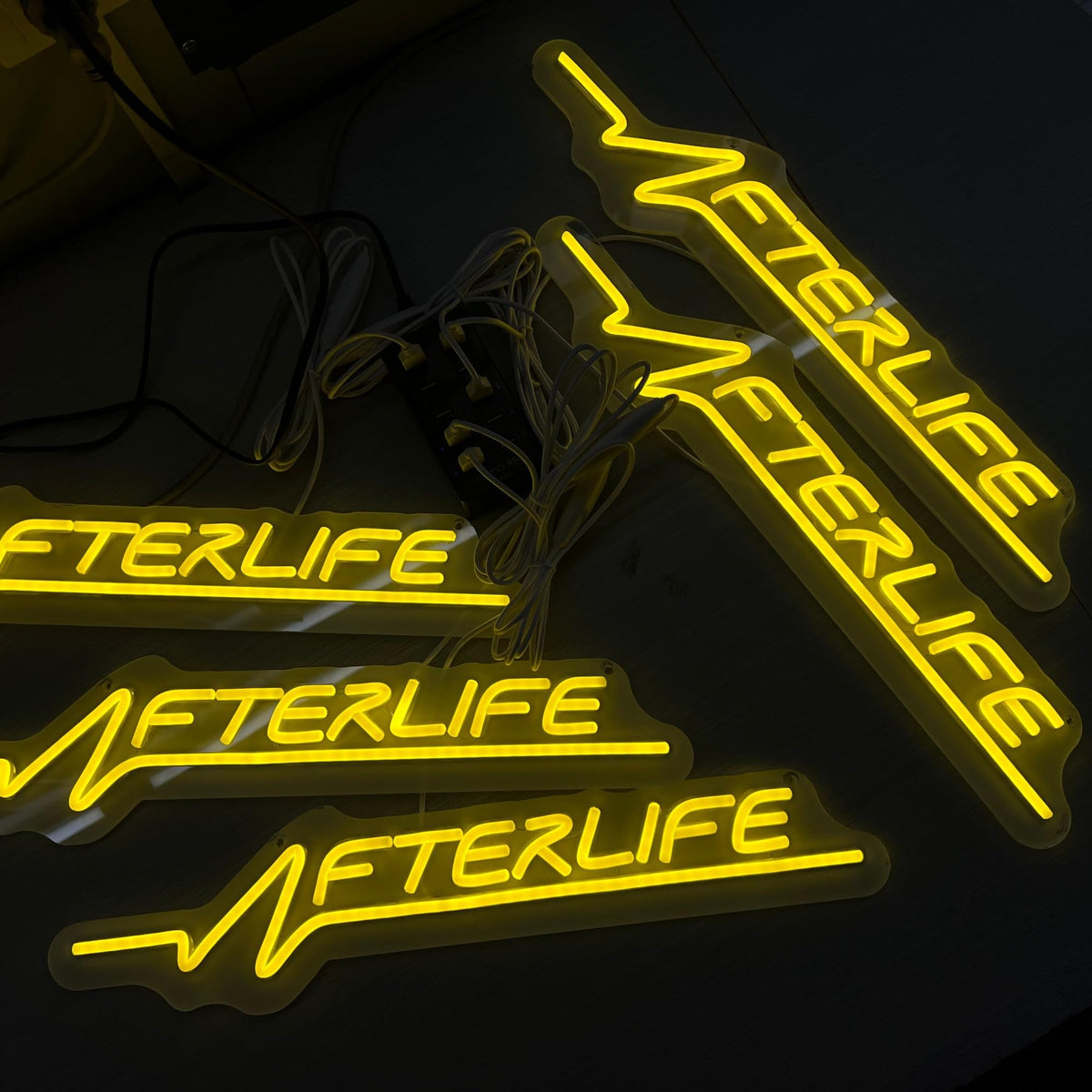 Futuristic Cyberpunk Neon Sign Game Room LED Wall Decor Man Cave (Afterlife-Yellow)