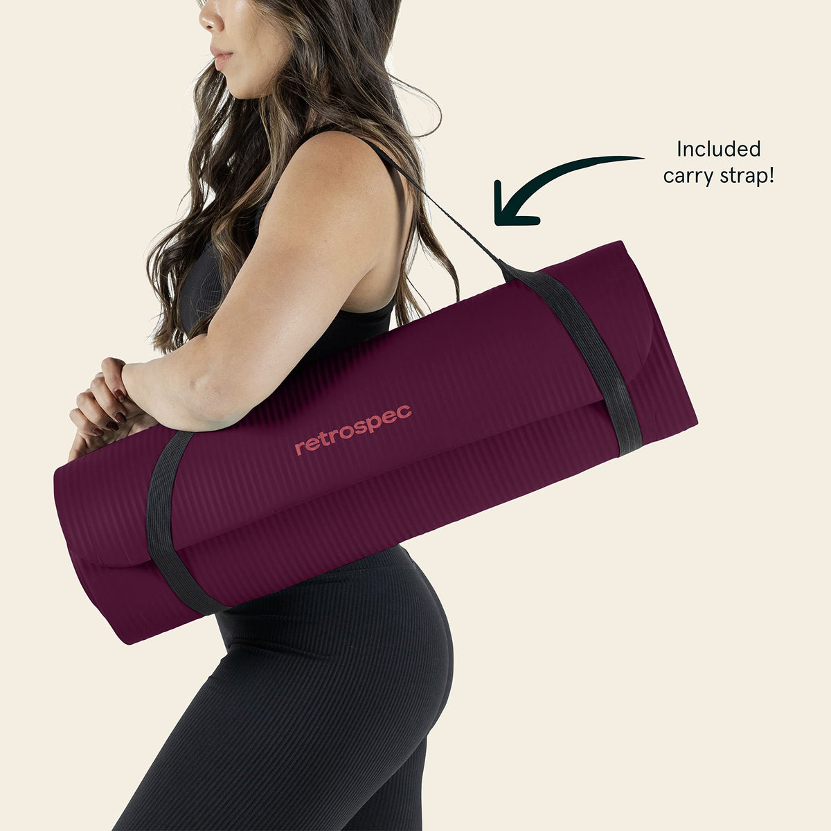 Solana 1" Extra Thick Yoga Mat Non Slip Exercise Mat w (Boysenberry / 1 inch)