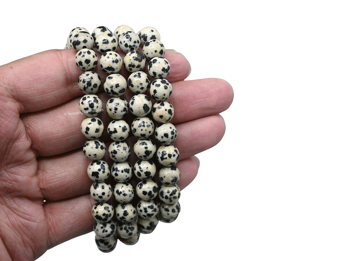 Dalmatian Jasper Mala Beads (Dalmatian Jasper / Plain)