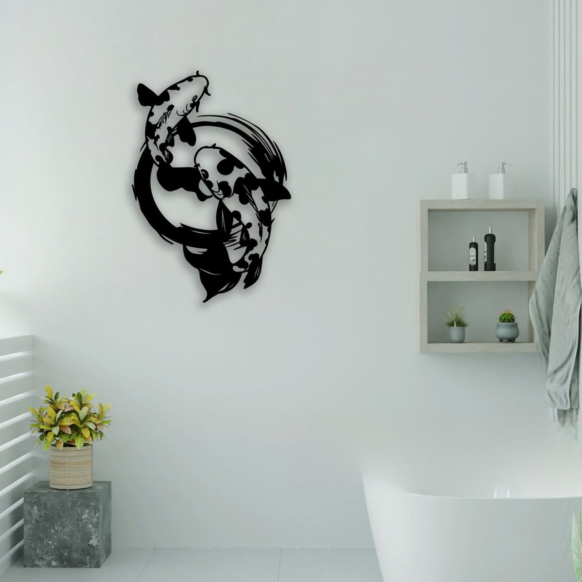 Koi Fish Metal Wall Decor (Black)