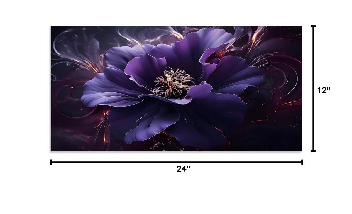 1 Panel Purple Picture Wall Art Purple Canvas Wall Art Flower Pictures Abstract Flower Print on Canvas Flowers Art for Bedroom Home Decor Living Room Stretched and Framed 12x24 inch (24"L x 12"W / Purple Flower 6)