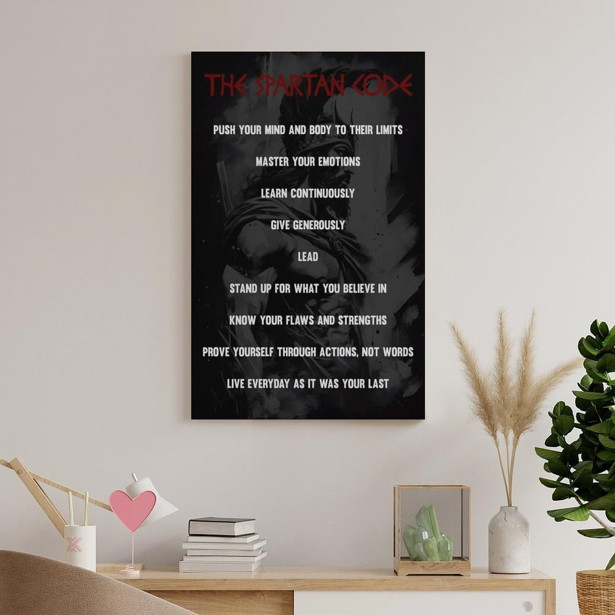 The Spartan Code Abstract Art Printed Canvas Printing Wall Art Prints Wall Decor Posters Dark Warrior Philosophy Motivational Black Red Living Room Bedroom Office Gym Decor 20x30inch (style-11 / 20x30inch(50x75cm) Unframe)