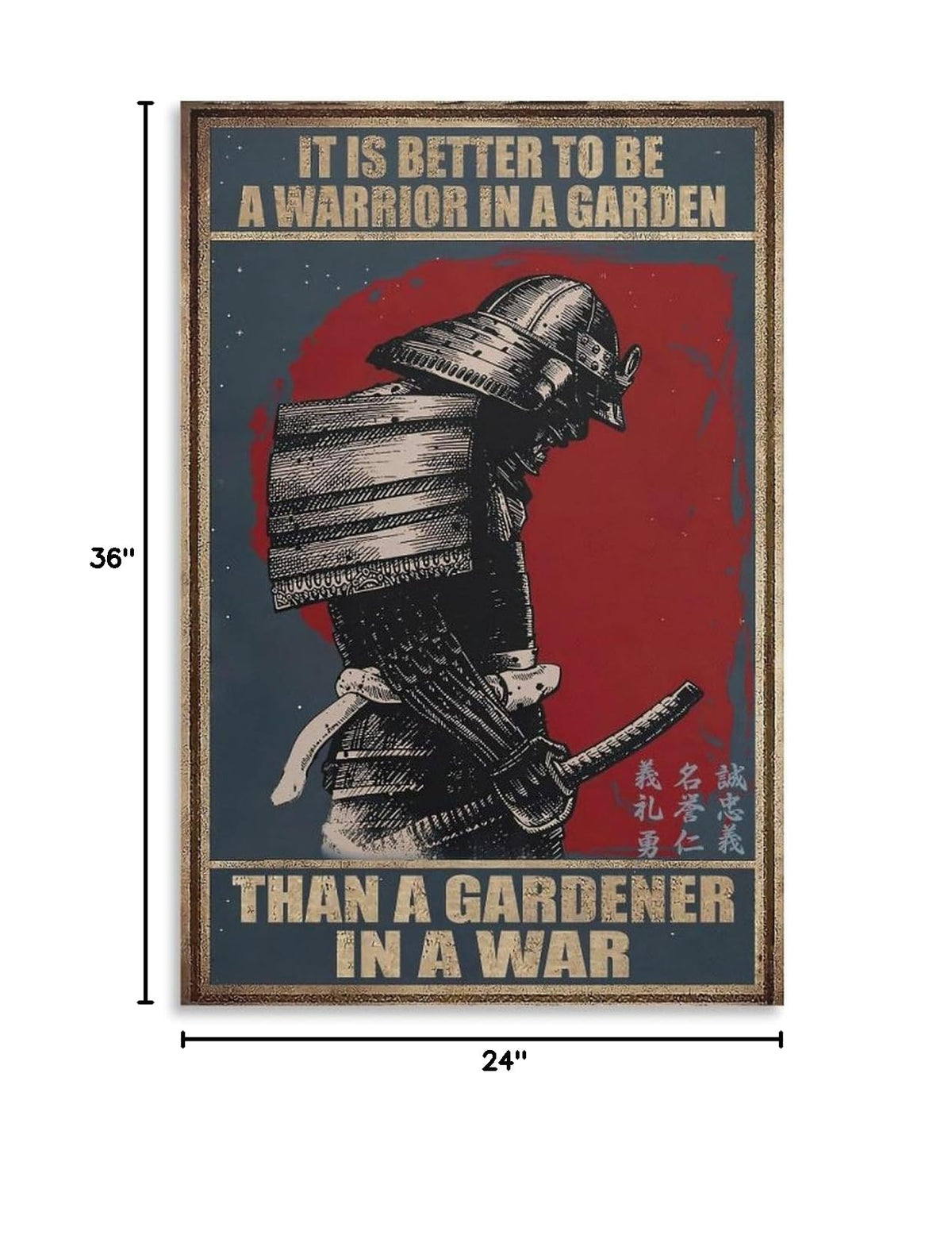 Samurai Warrior In Garden Quote Canvas Printing Wall Art Prints Wall Decor Posters Vintage Japanese Bushido Red Black Living Room Bedroom Office Study Home Library 24x36inch (style-29 / 24x36inch(60x90cm) Unframe)