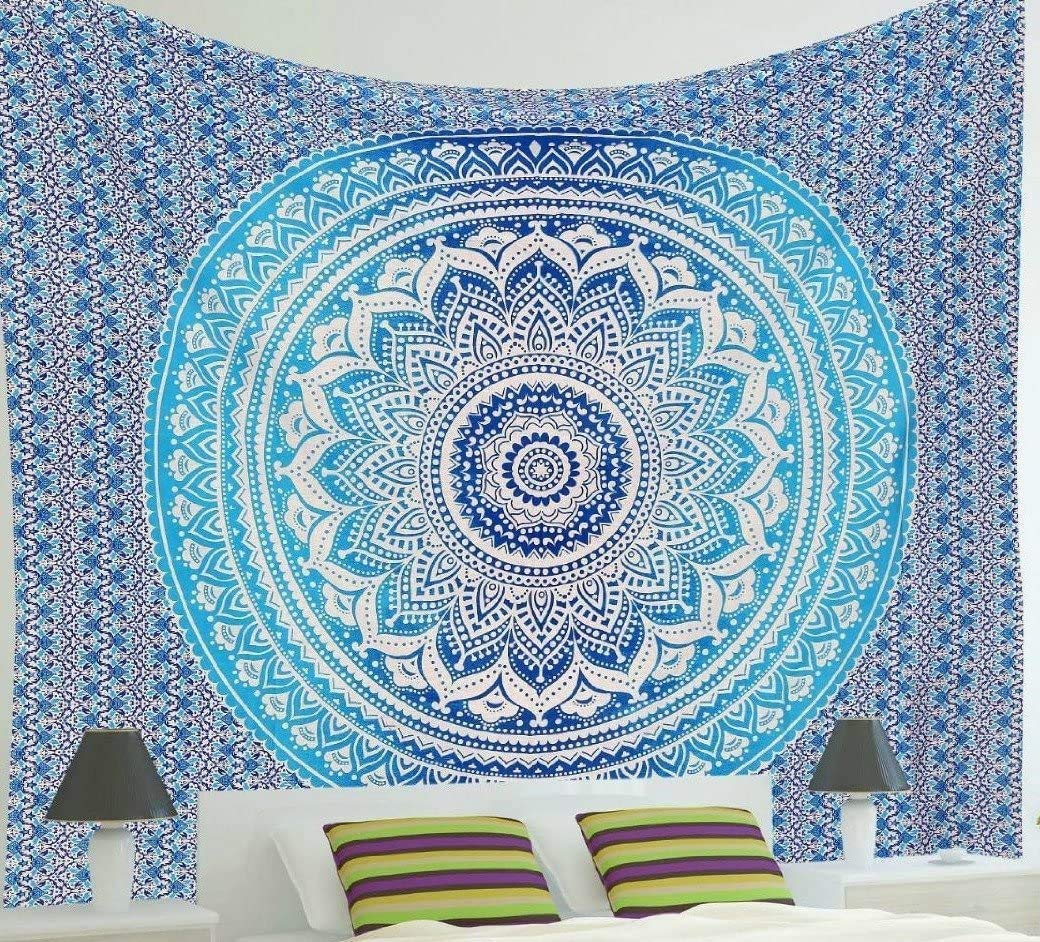Ombre Wall Hanging Bohemian Tapestry (Blue / 60"L x 54"W)