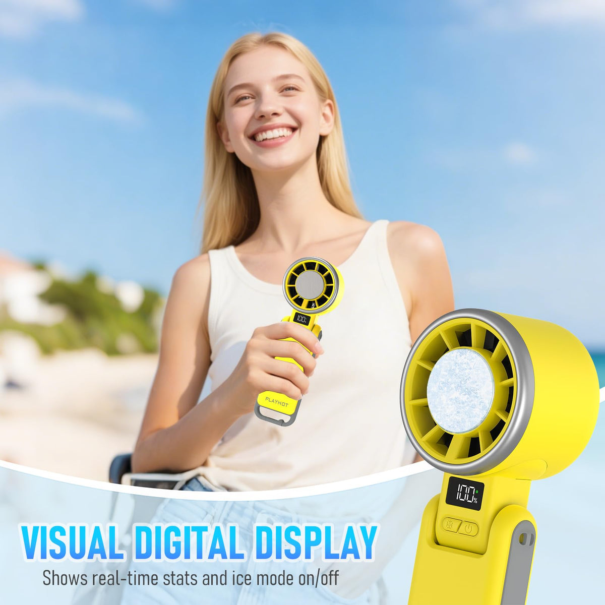 Portable Handheld Cooling Fan (Yellow)