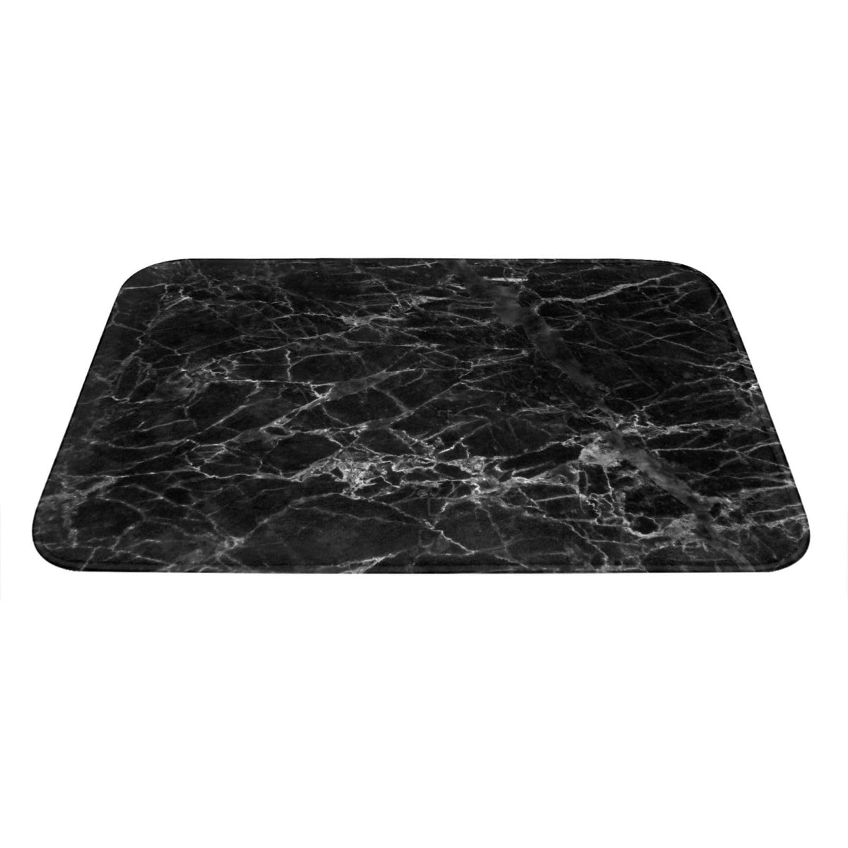 Black Glass Texture Marble Bath Mat Non (1'4" x 1'11" (Rectangular) / Black Glass Texture Marble)