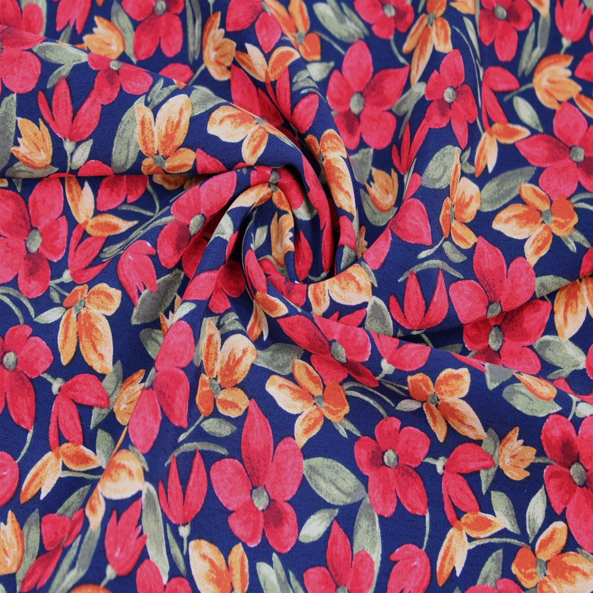 58" Wide Printed 100% Polyester Moroccan Fabric by The Yard (10 Yards / Navy Red)