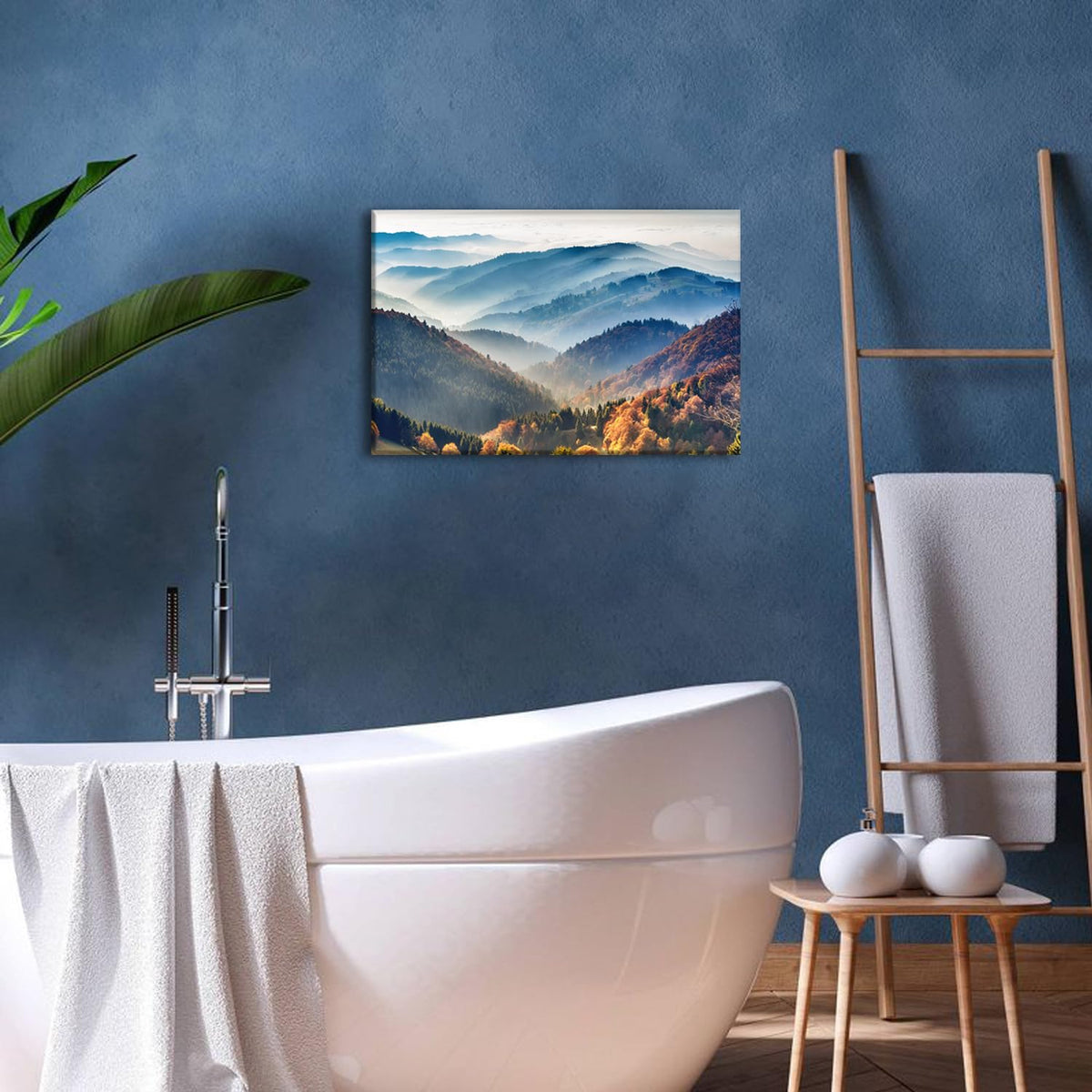 Great Smoky Mountains Canvas Wall Art Nature Landscape Pictures Wall Decor for Living Room Foggy Forest Scenery Prints Poster Tennessee North Carolina Scenic Painting Artwork Home Decorations 16x24” (24"L x 16"W / Great Smoky Mountain-1)