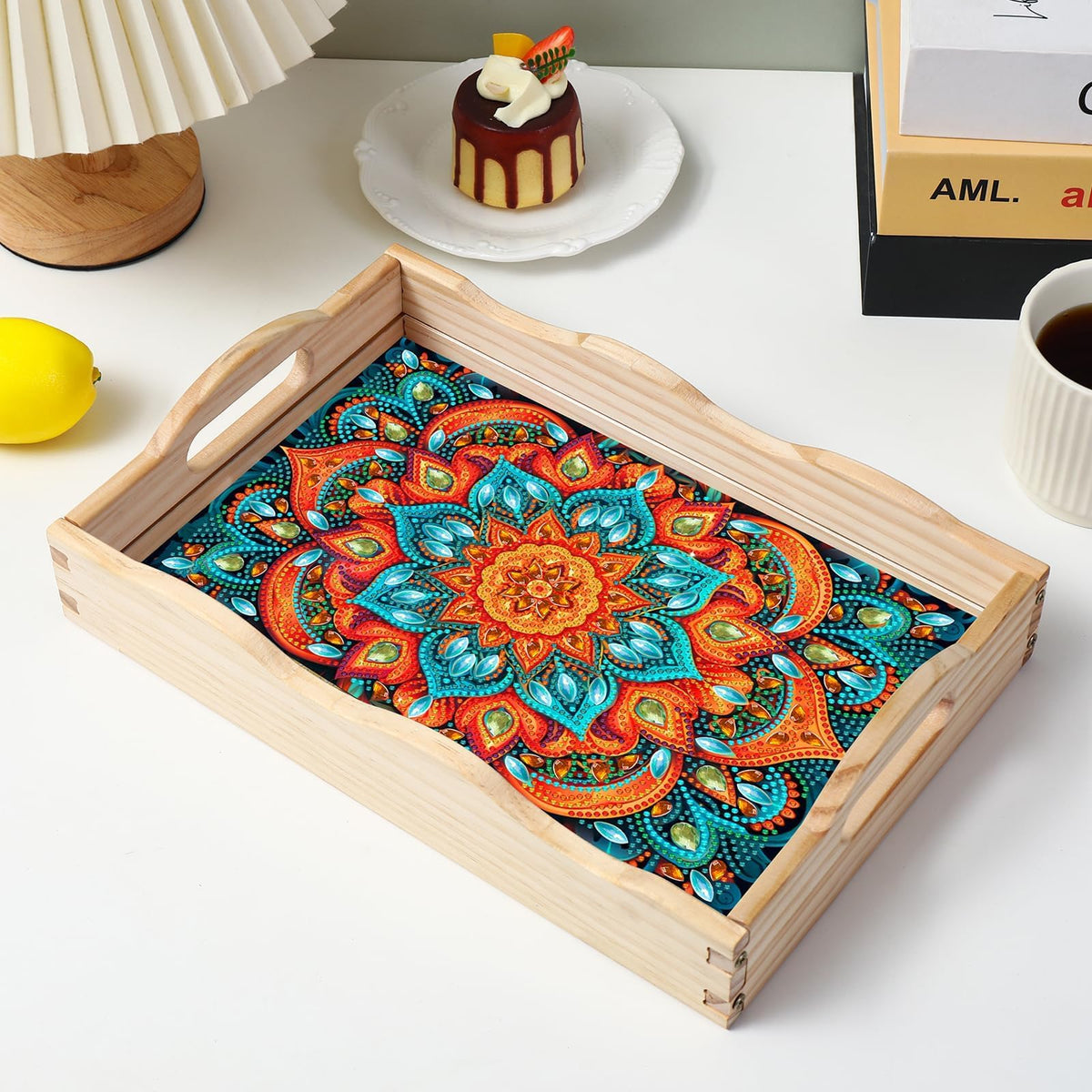 Diamond Art Kits for Adults Wooden Serving Trays with Handles (B Mandala EB)