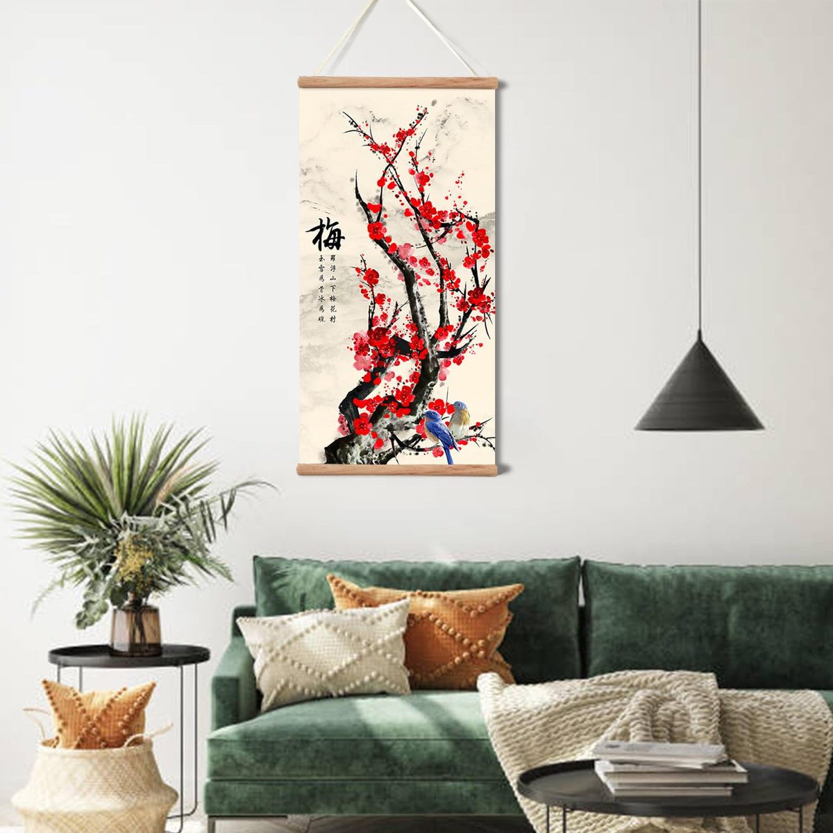 Plum Bossom Chrysanthemum Bamboo Orchid Painting (32"L x 16"W / Plum Blossom)