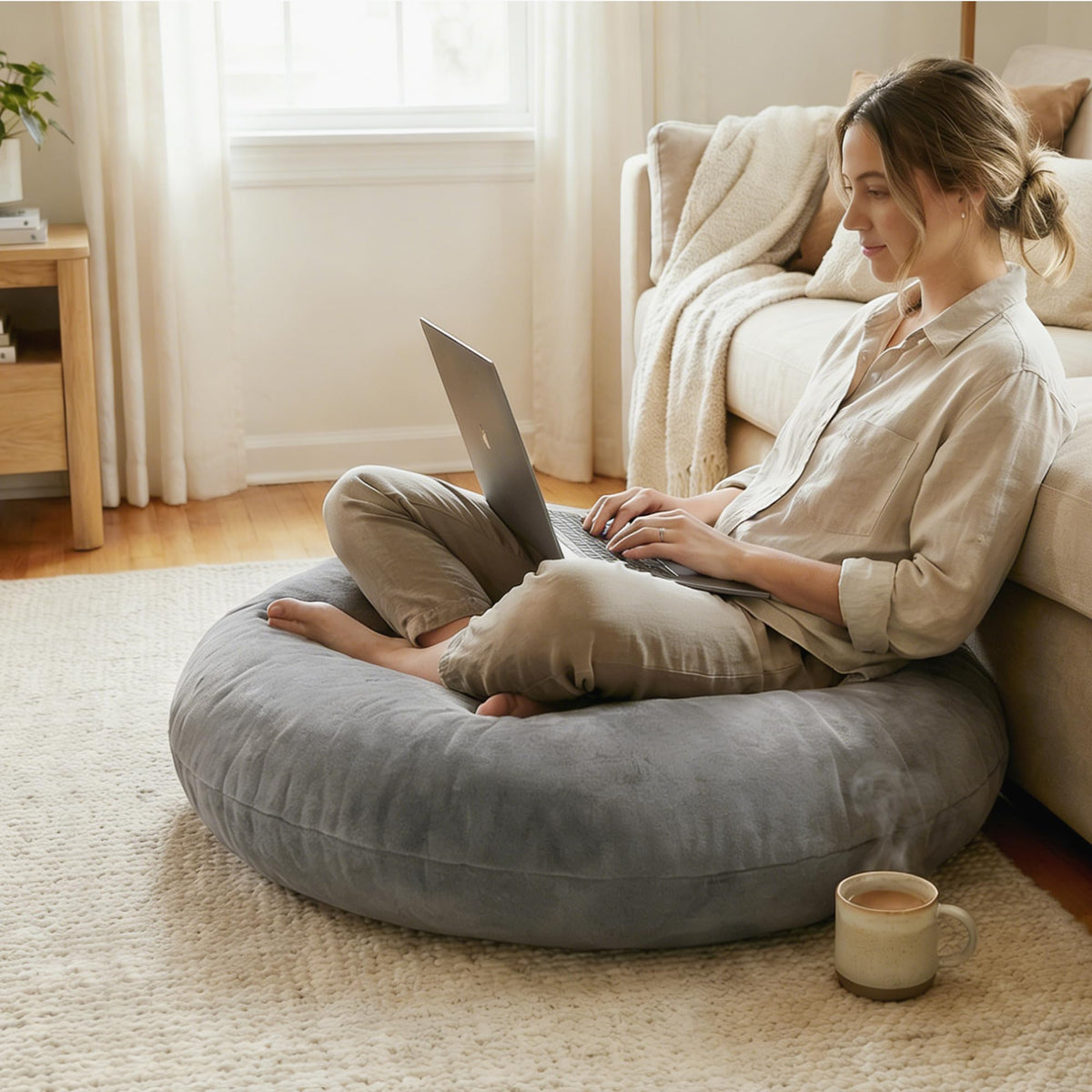 32" Floor Pillow (Grey / 2 Pack)