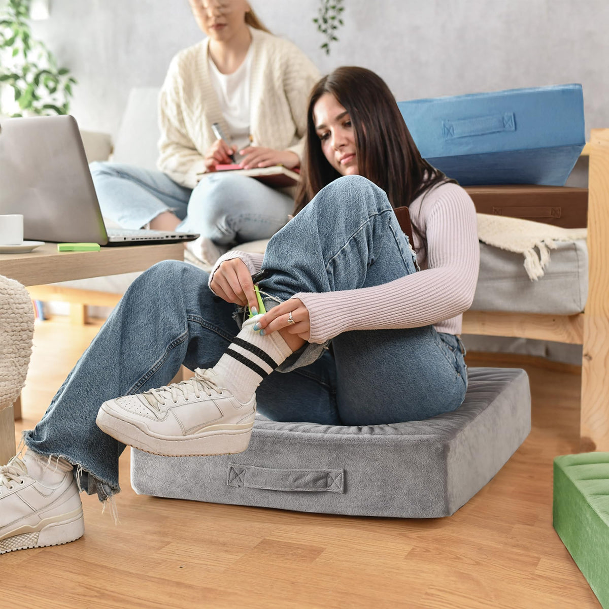 Floor Pillows Set of 2 (Grey / 22 Inch (Pack of 2))