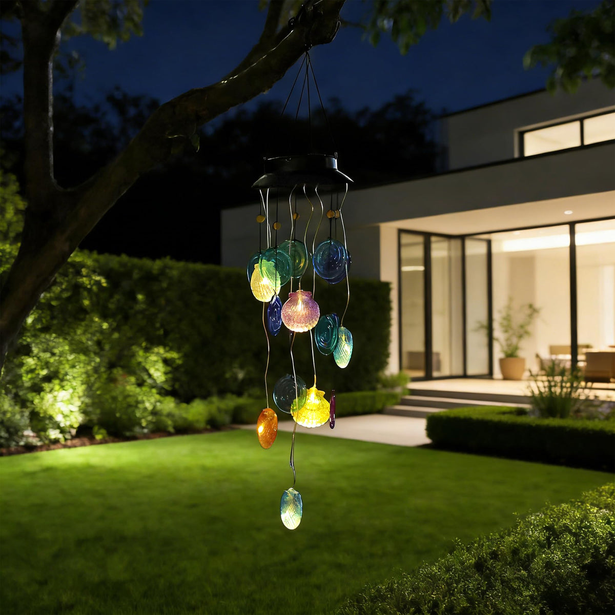 Solar Seashell Wind Chime with LED Light