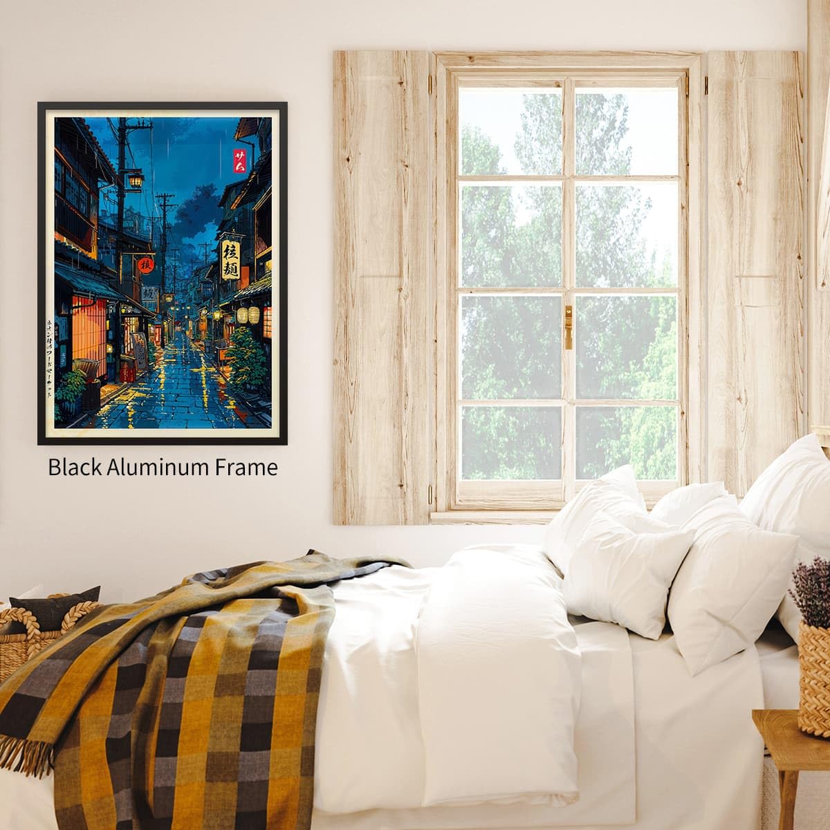 Black Framed Japanese Wall Art 16x24in Vintage Tokyo Tea House Poster Modern Japan Ukiyo (Black Framed / Japanese Art / 24"L x 16"W)