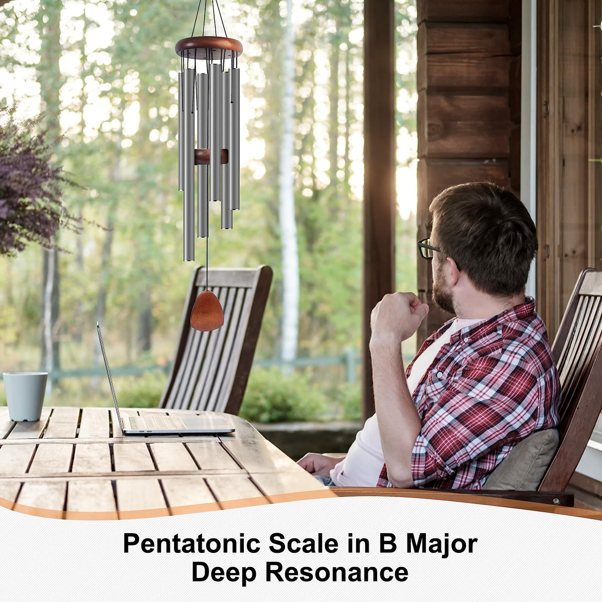 37" Aluminum Wind Chimes for Outside (Silver Grey / Classic 37")