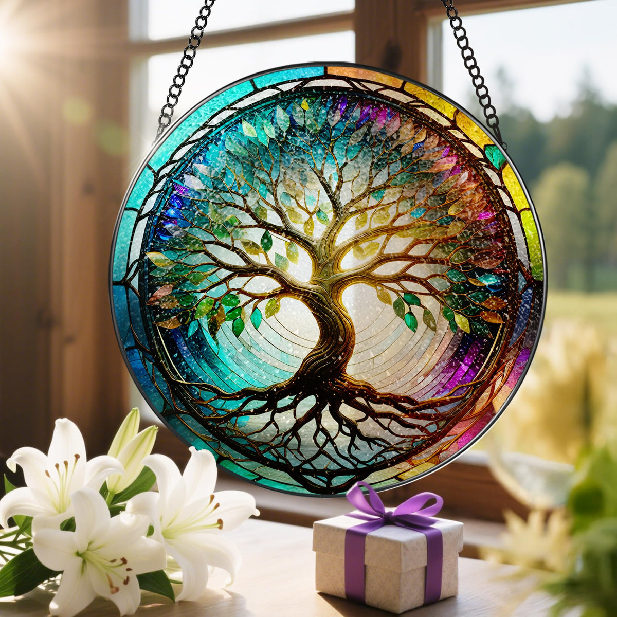 Stained Glass Window Hanging (The Tree of Life)