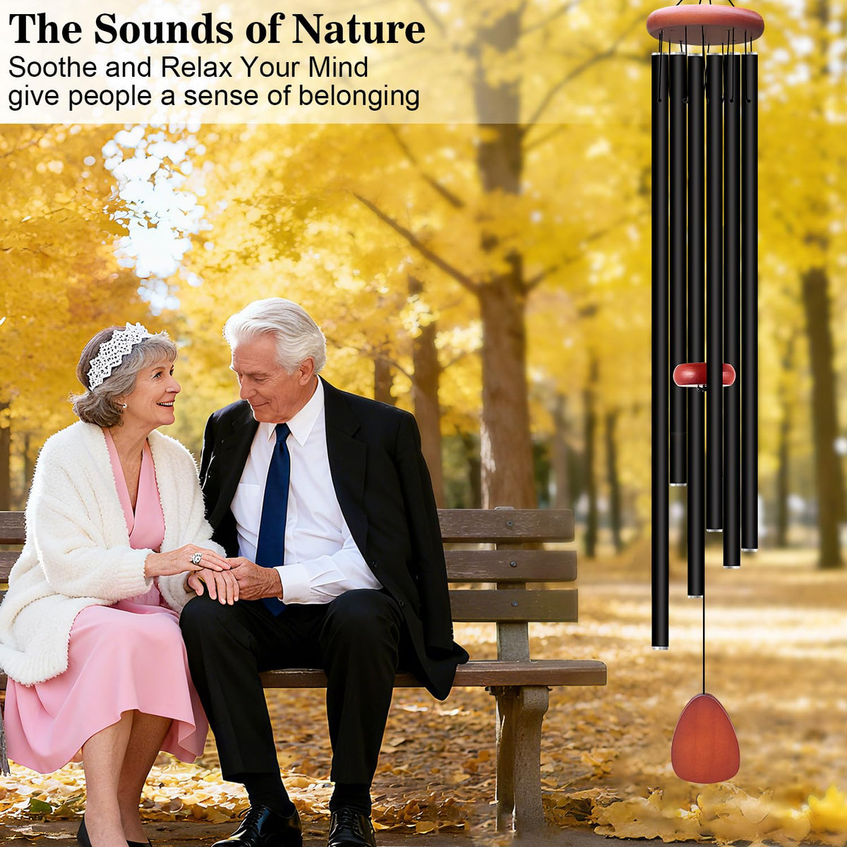 Aluminium Wind Chimes Outside (Black wind chime -56“)