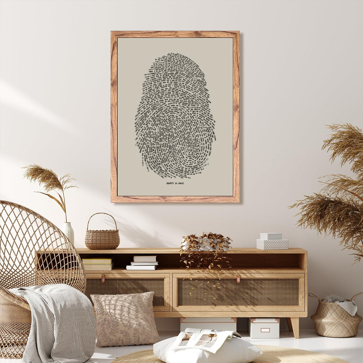 Wood Frame Christian Wall Art Identity in Christ Thumbprint Canvas Art Prints Inspirational Bible Verse Wall Decor Sketch Faith Poster Religious Decor Pictures for Bedroom Living Room 20x30inch (20"L x 30"W / style-1 Wood Framed)
