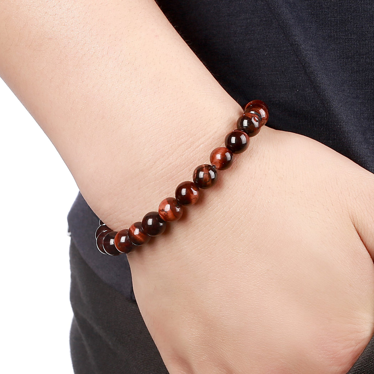 Men Women 8mm Natural Stone Lava Rock Diffuser Bracelet (Set 6)