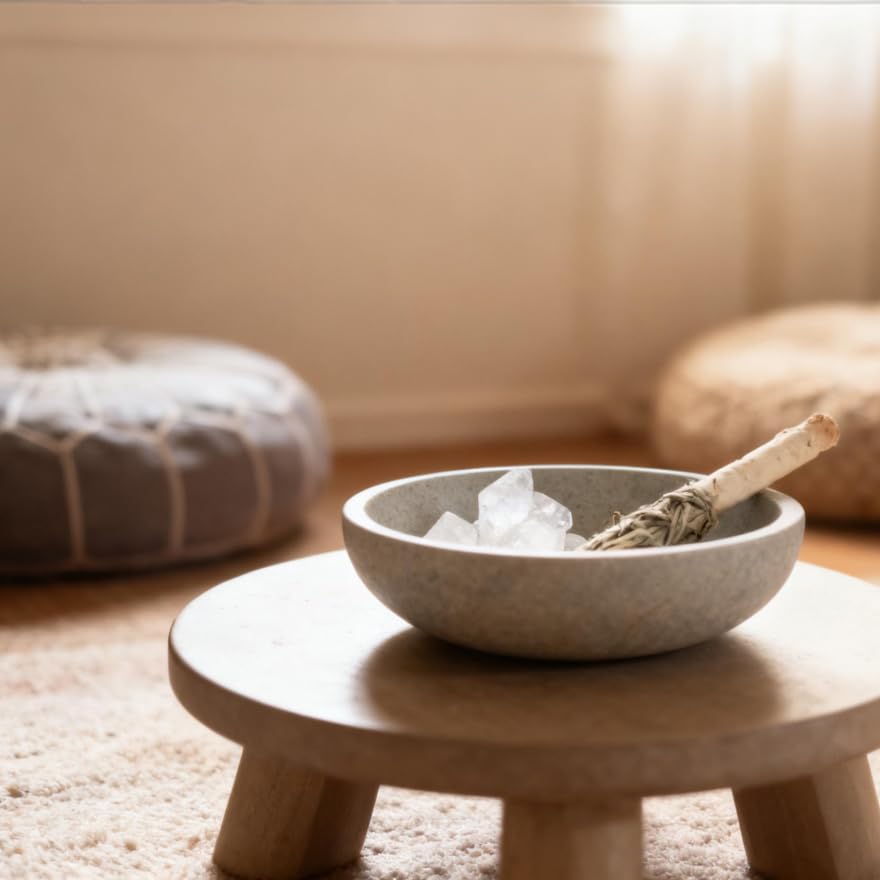 White Travertine Bowl (White)