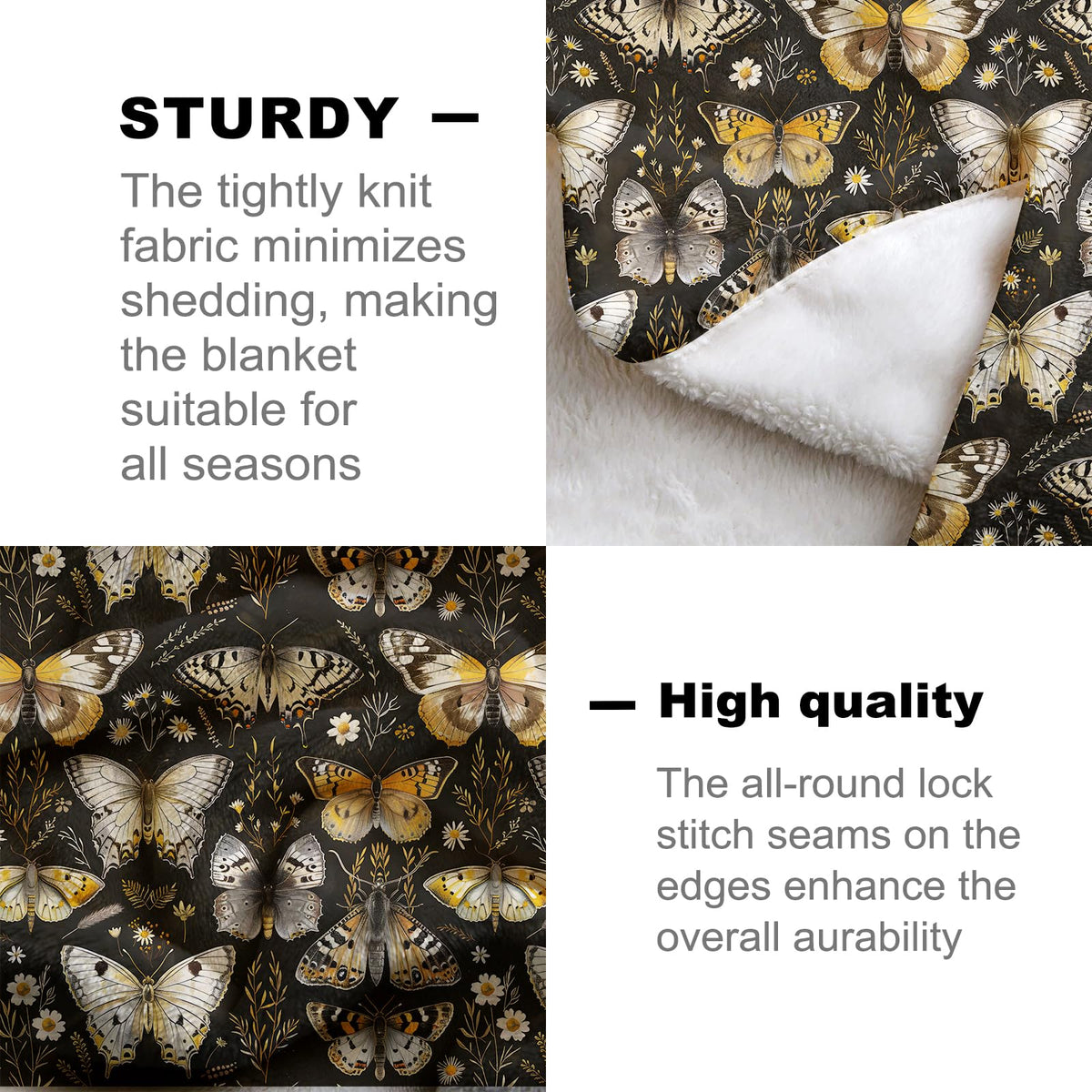 Dark Butterfly Flannel Blanket (Dark Butterfly / 50x60 inch)