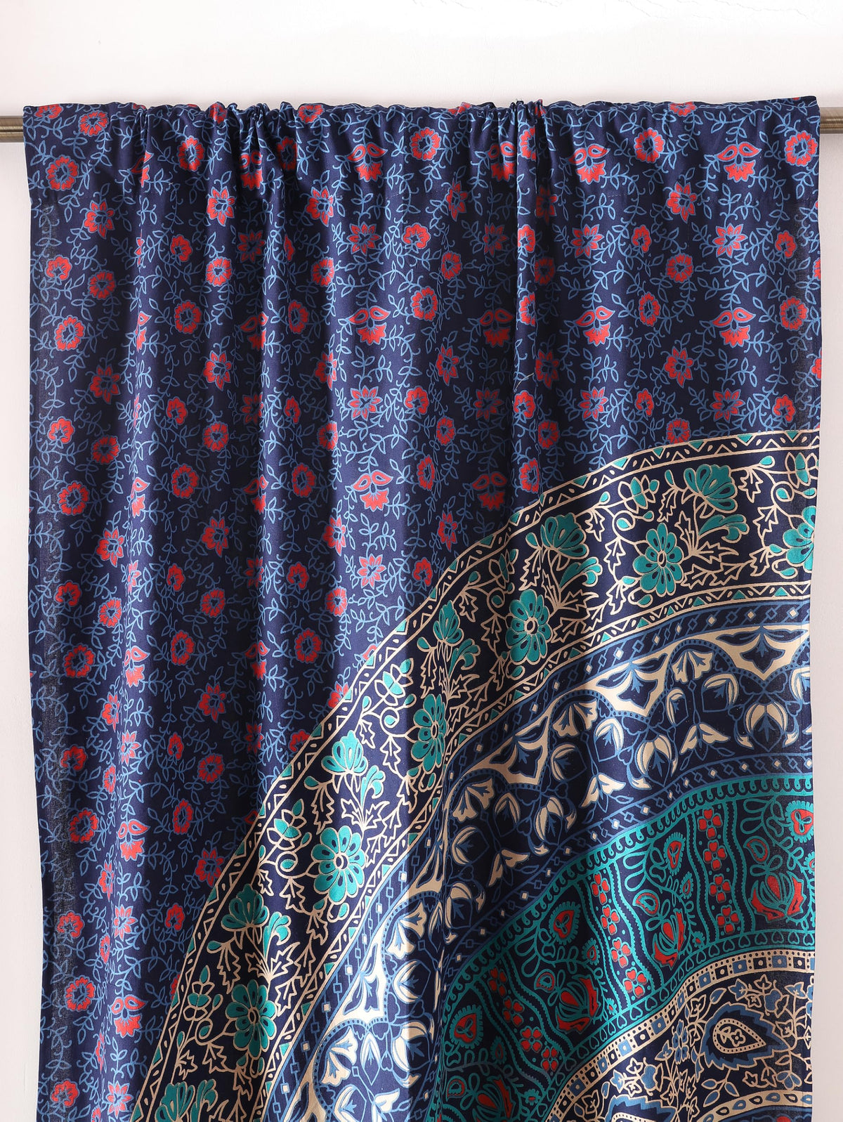 Blue Hippie Mandala Art of Flower Curtains 100 Inch Length for Living Room Bedroom 2 Panels Set Semi Sheer Window Curtains 76 Inch Width Boho Farmhouse Drapes W76xL100 Midnight (Floral Midnight Blue / 76"W x 100"L (Pack of 2))