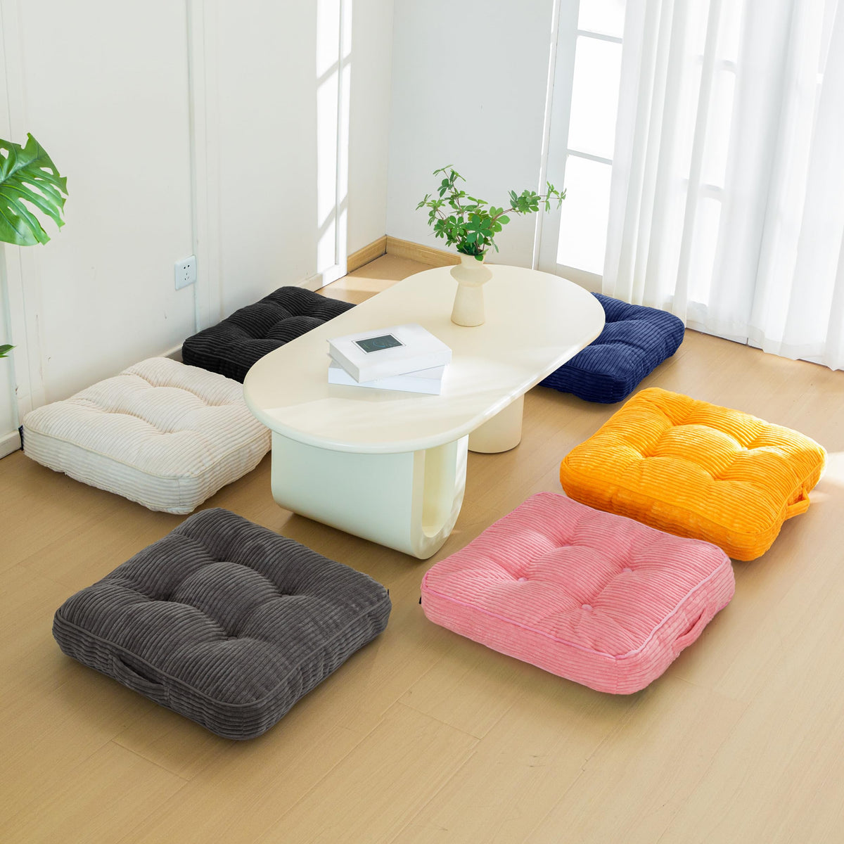 Floor Pillow Cushion for Adults (Square Pink / 4" Thick(Pack of 1))