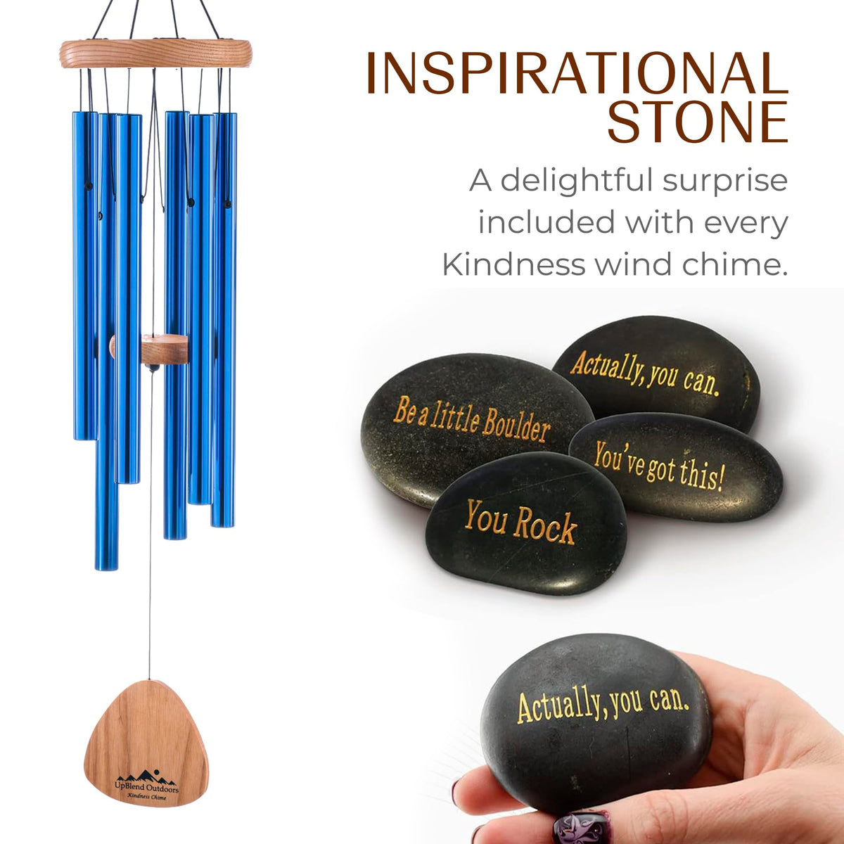 UpBlend 29" Blue Aluminum Wind Chimes for Outside (29")