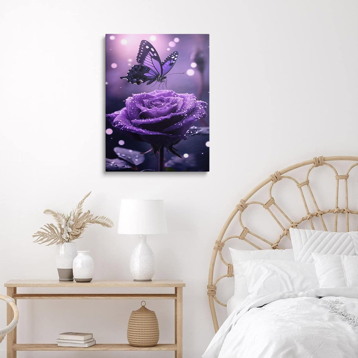Purple Butterfly Canvas Wall Art (Purple / 24"L x 16"W)