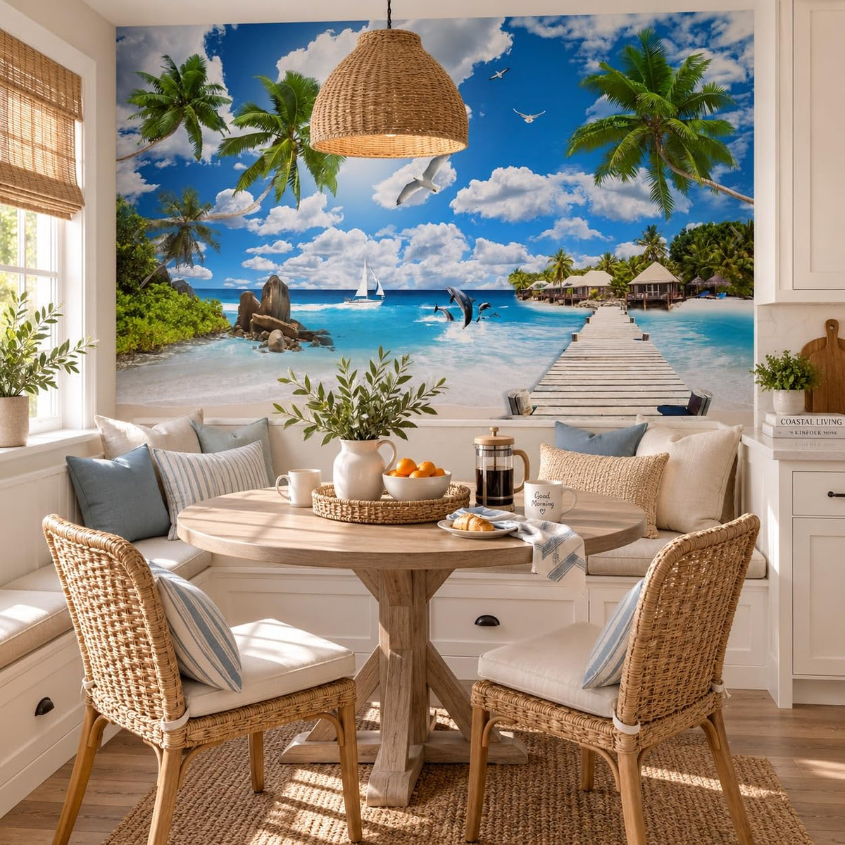 Peel Stick Wall Mural Wallpaper Ocean 118"x82" Decor A14 (A14 / 118" x 82")