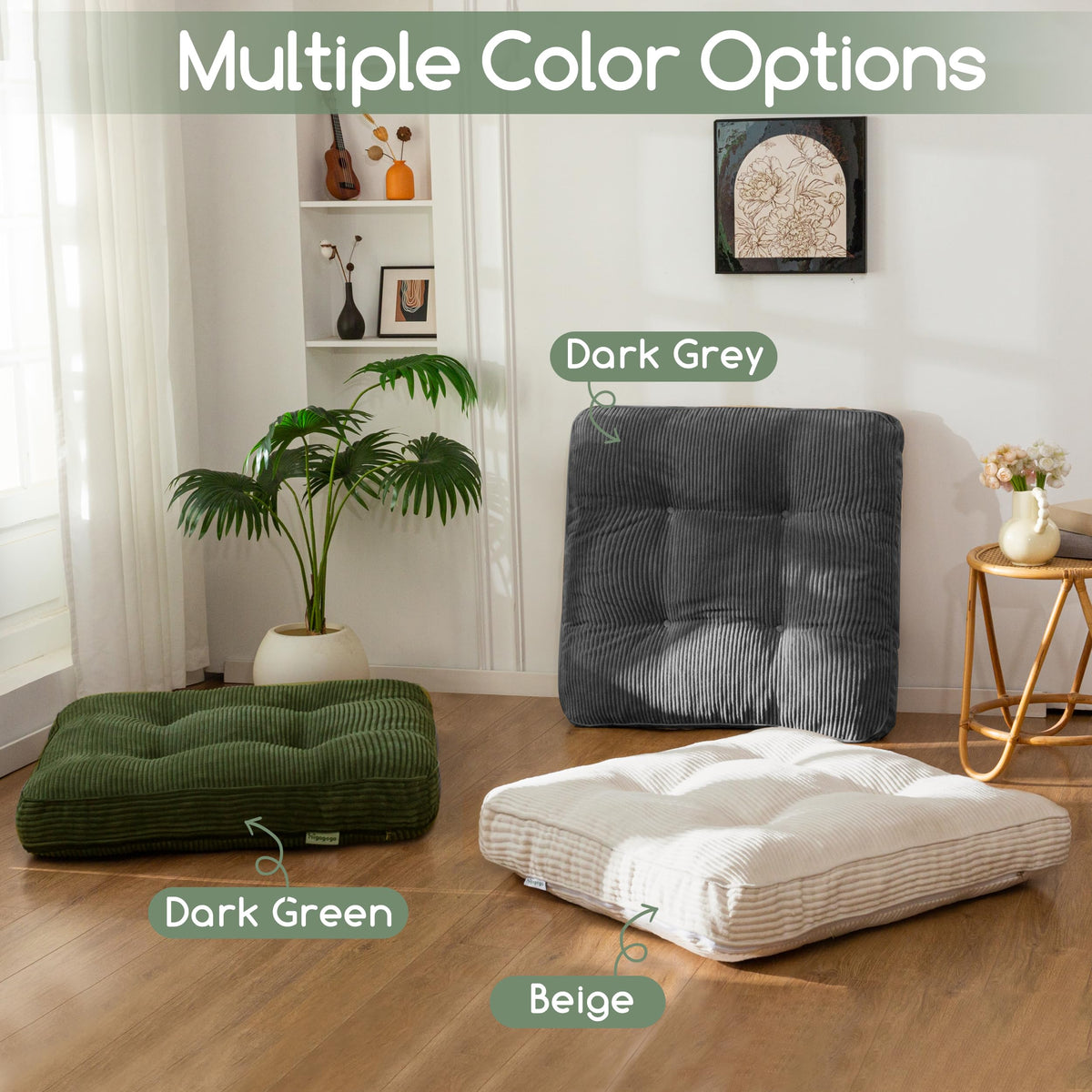 35" Floor Pillow Cushion for Adults (Dark Grey / 4" Thick Square)
